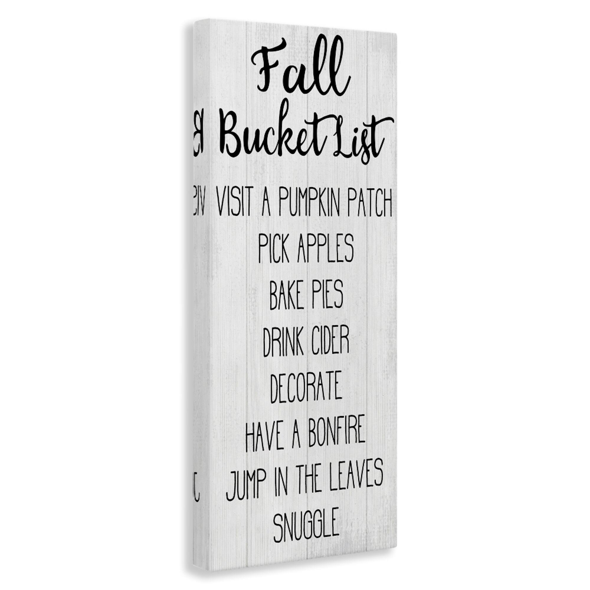 Stupell Industries Fall Bucket List Casual Sign Canvas Wall Art